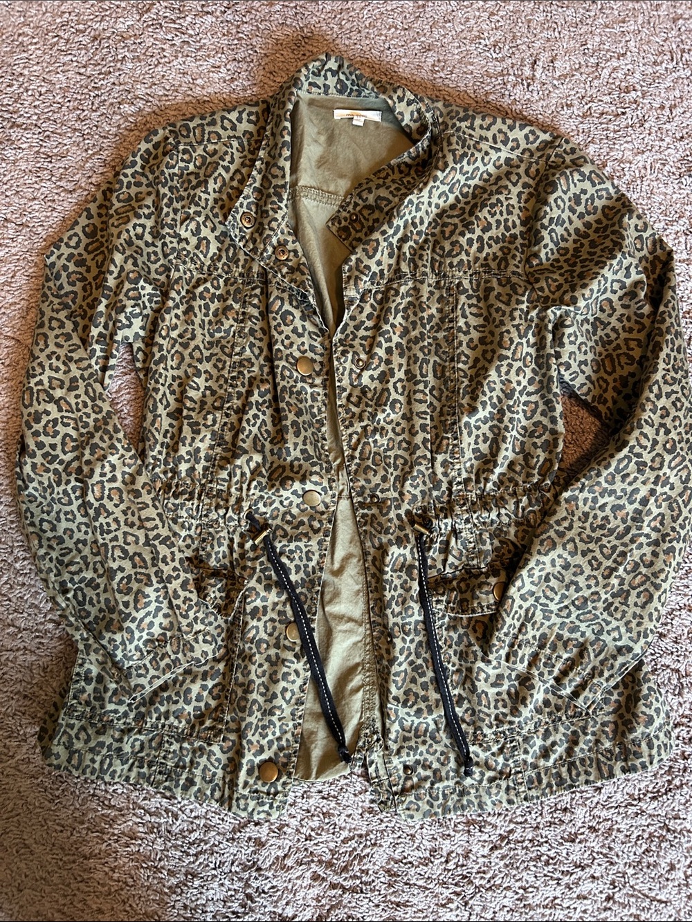 Maurices Leopard-Print Utility Jacket in Olive and Tan